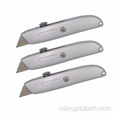 Wideskall® Heavy Duty Box Cutter Retractable Blade Metal Utility Knife (Pack of 3)